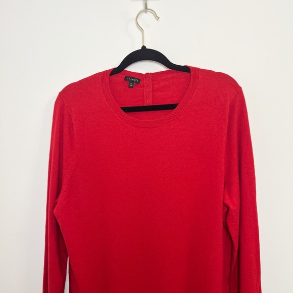 Talbots Red Crew Neck Long Sleeve Knit Sweater with Button Details‎ Size XL - Picture 4 of 10